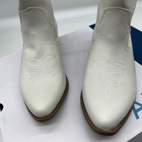 Arizona Jean Co Womens Maybrook Block Heel Cowboy Boots Cream Size 7.5M - Picture 5 of 11